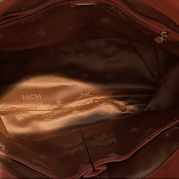 MCM Tan and Brown Tote Bag with Red Accents - Picture 6 of 6